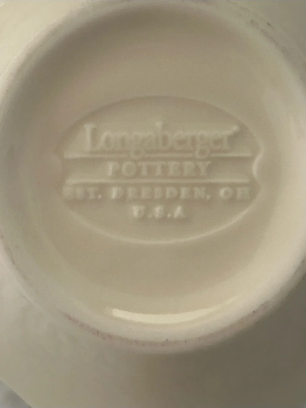 Longaberger Cream with Ref Rooster Glazed Pottery Spoon Rest